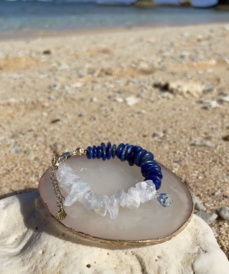 lapis lazuli×crystal （スワロフスキーチャーム付）