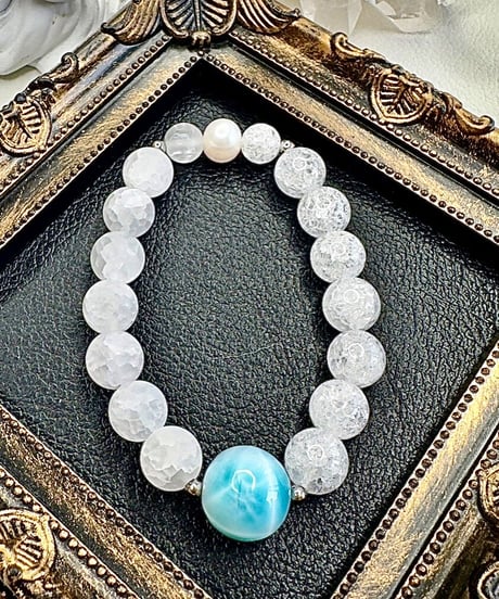 Crackle Quartz × Larimar× Matto Crackle Crystal