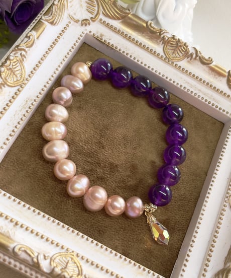 amethyst　×   Freshwater pearl