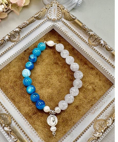 Blue Stripe Agate × Crackle Quartz