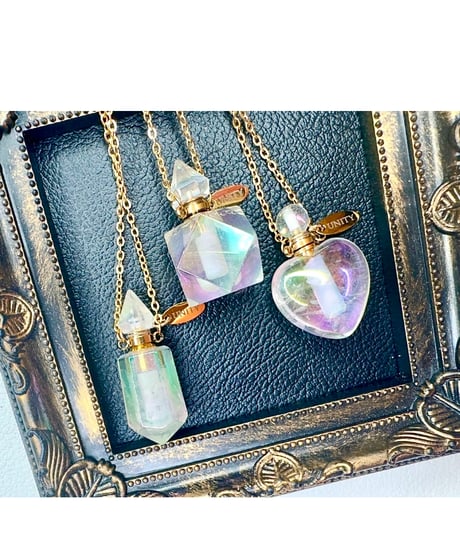 Aura Quartz Crystal Bottle Pendant Necklace