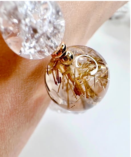 High Quality Golden Rutile Quartz × Crackle Quartz