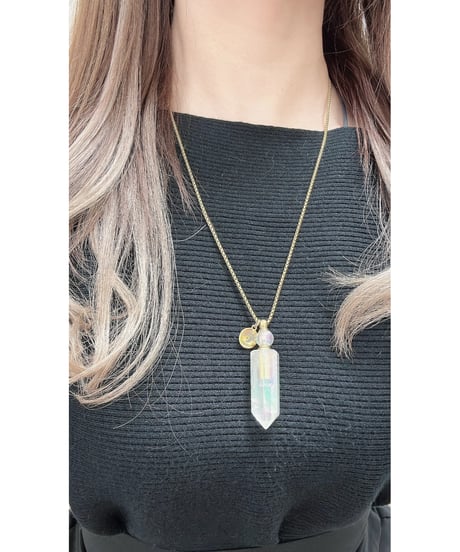 Aura Crystal Point Bottle Necklace Pendant