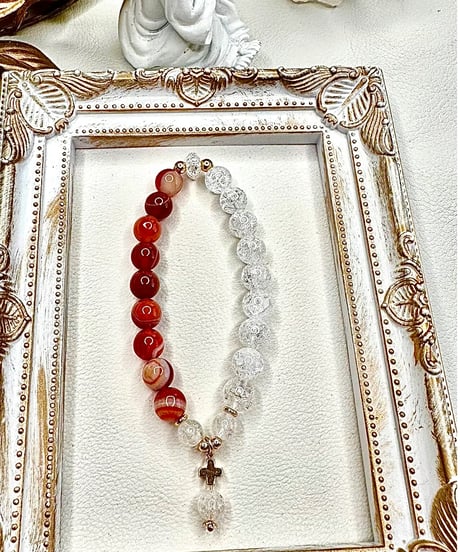 Orange Striped Agate × Crackle Quartz