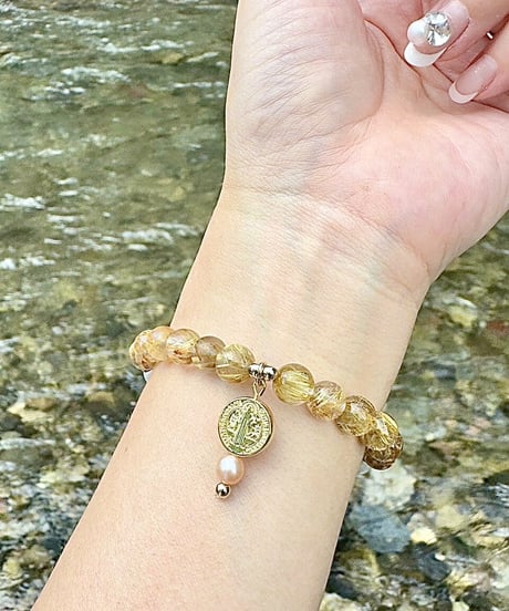 High Quality Golden Rutile Quartz × Crackle Quartz