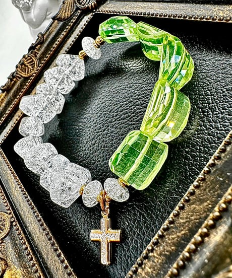 High Quality Green Spinel × High Quality Crackle Quartz （限定１本）