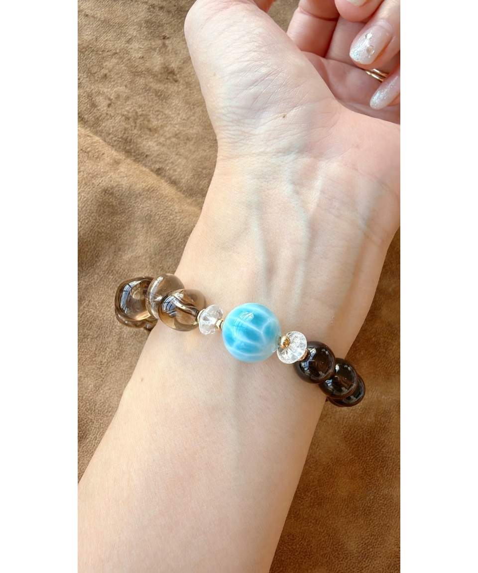 High Quality Larimar × Smoky Quartz × Diamond Q