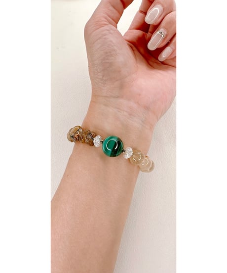 Malachite ✖ Golden Rutile Quartz ✖ Golden Rutile Quartz