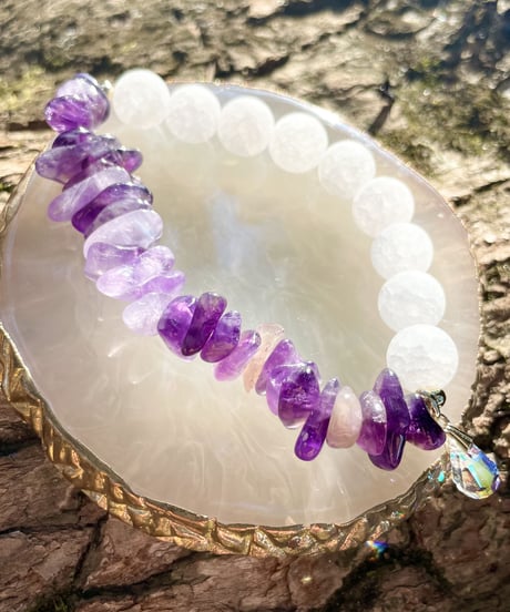 Amethyst　×  Matte Crackle Quartz