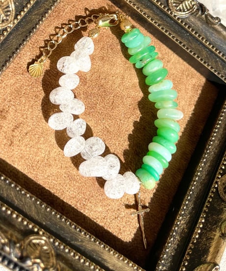 Green aventurine×Crystal bracelet