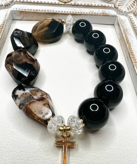 Charry Blossom Agate  × Morion