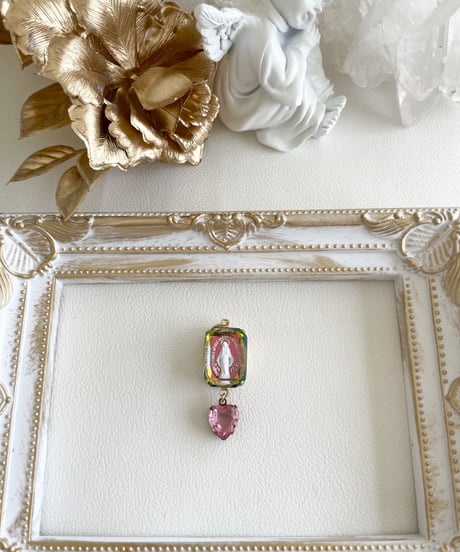 vintage galass （pink Heart）