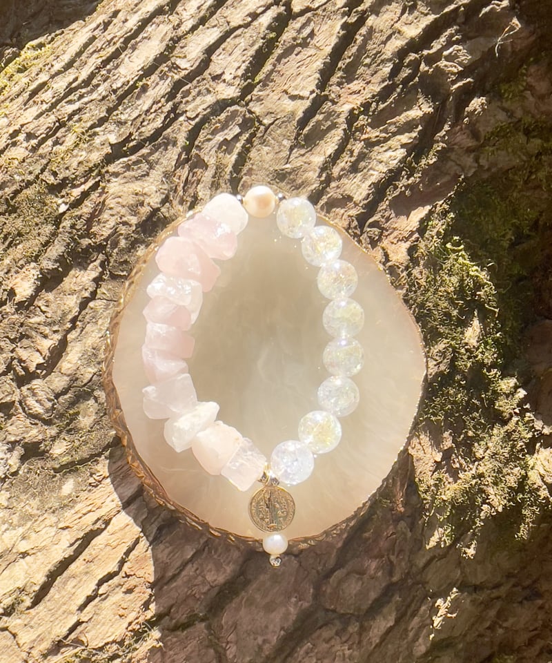 Raw Rosequartz×Rainbow Crackle Quartz | UNITY