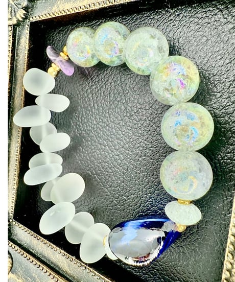 High Quality Blue Sapphire × Rainbow Crackle Quartz × Matte Crystal (限定1本）