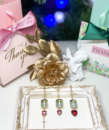vintage galass （pink×cross）