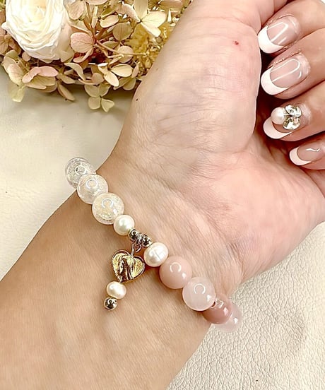 Rosequartz+Pink Opal × Rainbow Crackle Quartz