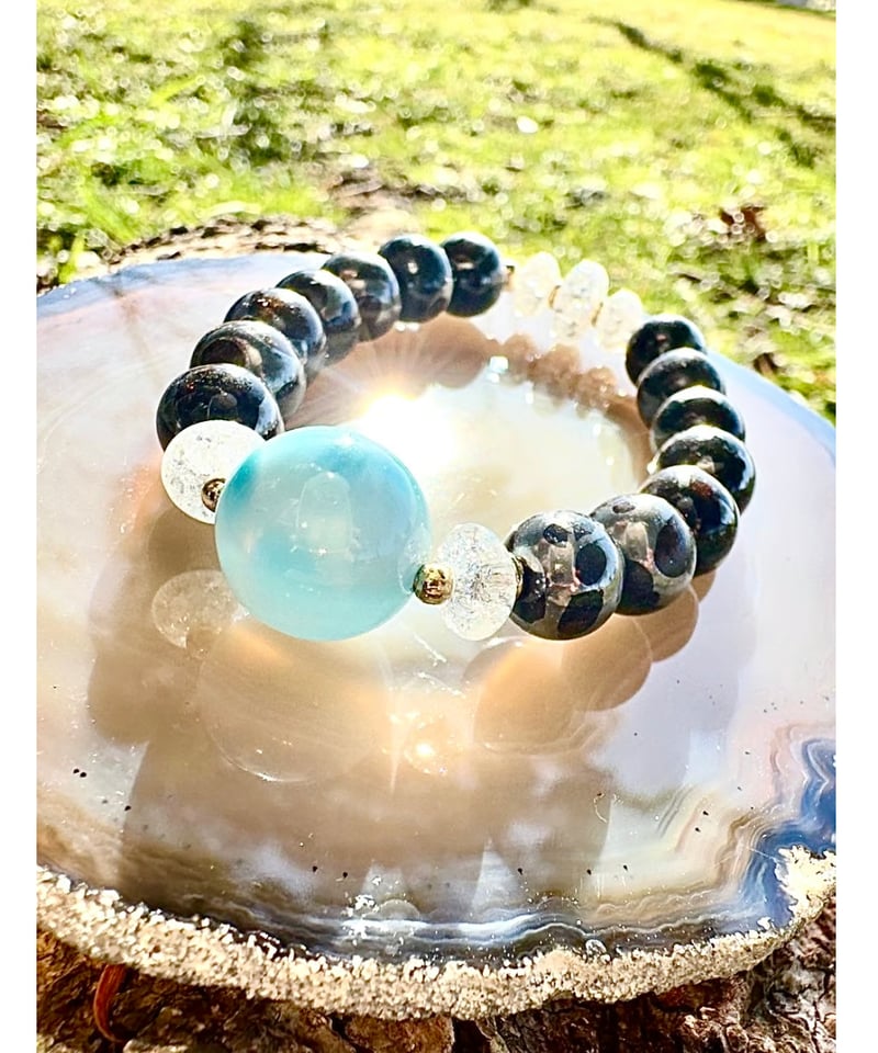 高品質大きめオーバルラリマーブレスレット　カリブ海の宝石　浄化用さざれ石おまけ付 高品質大きめオーバルラリマーブレスレット カリブ海の宝石 浄化