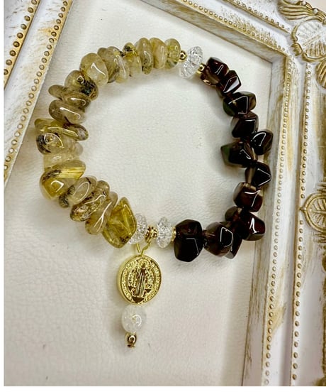 Golden Rutile Quartz × Smoky Quartz (限定数本）