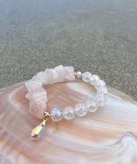 Raw Rosequartz × Rainbow Crackle Quartz