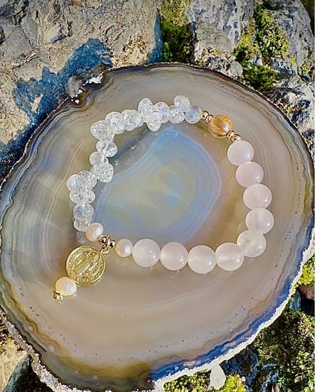 Rose Quartz × High Quality Golden Rutile × Crackle Quartz