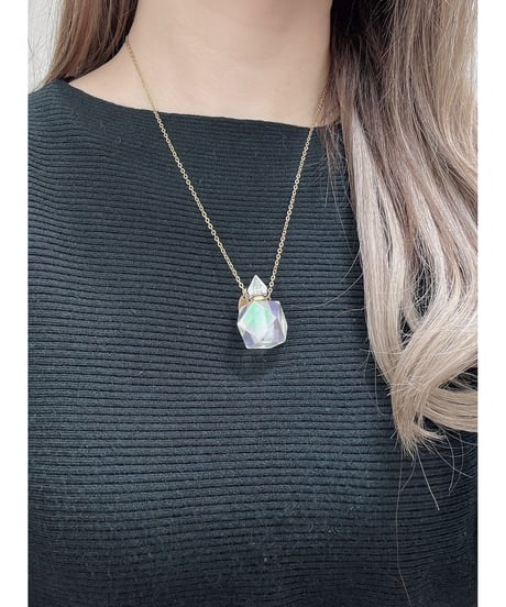 Aura Quartz Crystal Bottle Pendant Necklace