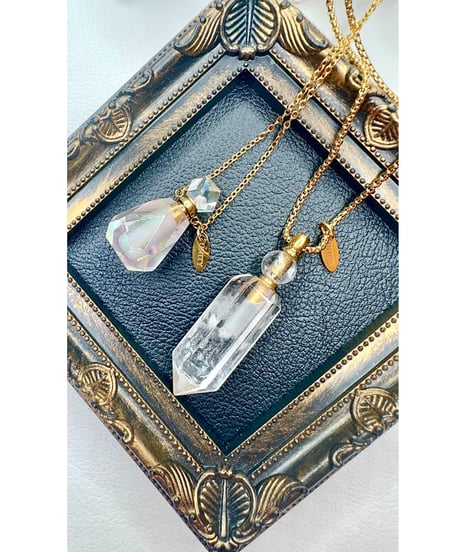 Aura Quartz Crystal Bottle Pendant Necklace