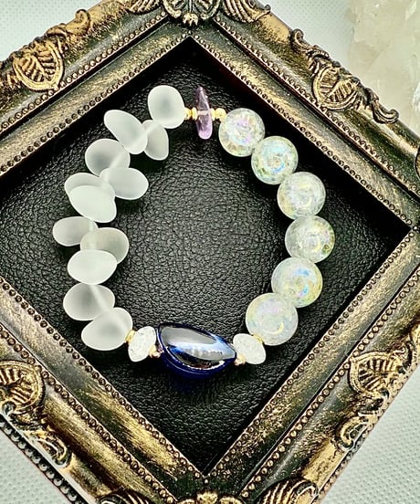 High Quality Blue Sapphire × Rainbow Crackle Quartz × Matte Crystal (限定1本）