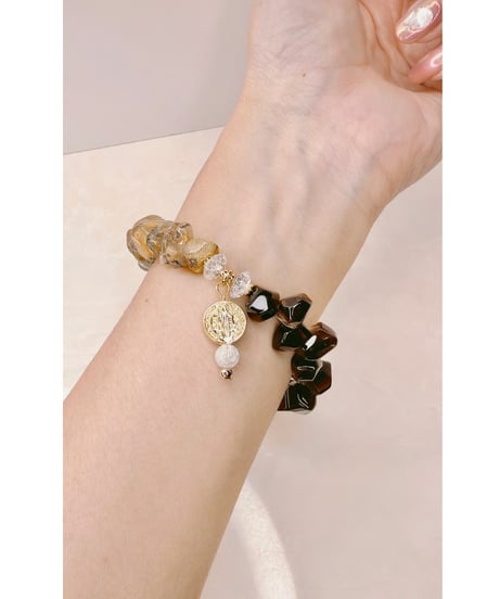 Golden Rutile Quartz × Smoky Quartz (限定数本）