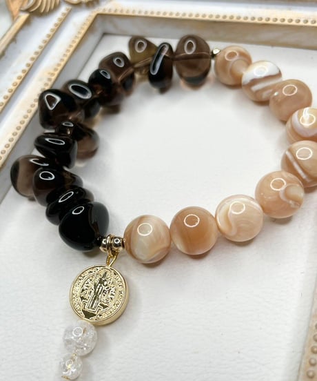 Smoky quartz× Mother of pearl