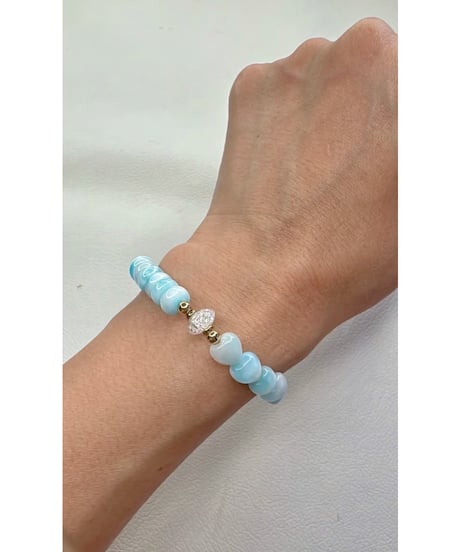 Ice Larimar heart × Larimar (限定１本)