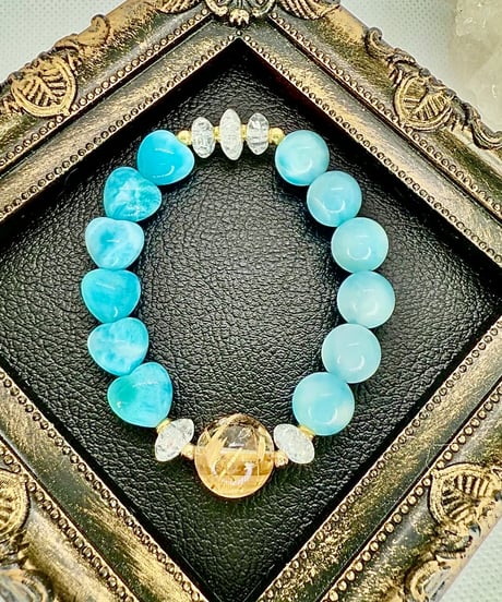High Quality Golden Rutile Quartz ×Larimar
