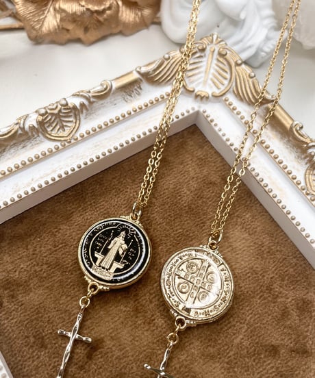 聖ベネディクトのメダイペンダント（大）Black &cross