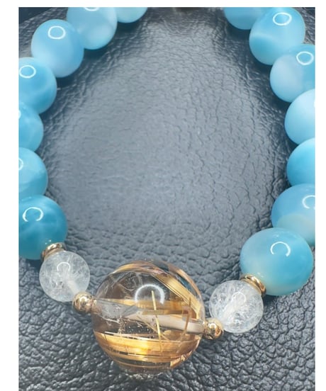High Quality Ice Larimar × High Quality Golden Rutile Quartz