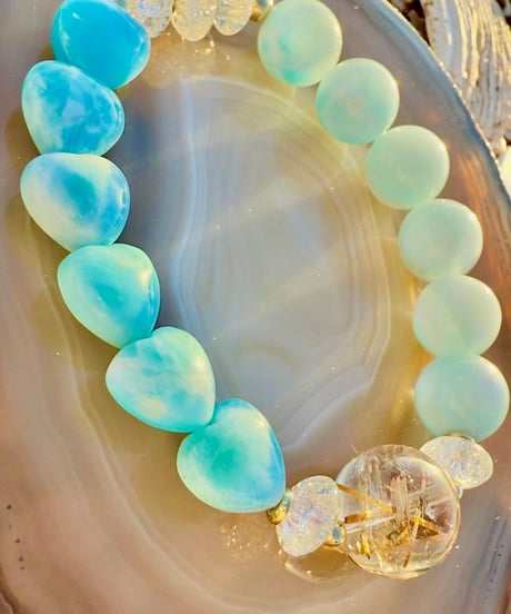 High Quality Golden Rutile Quartz ×Larimar