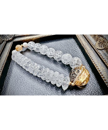 High Quality Golden Rutile Quartz × Crackle Quartz