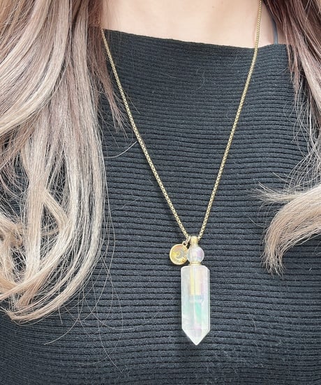Yellow Quarts  Point Bottle Necklace Pendant