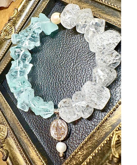 Raw Cyan Crystal × Crackle Quartz