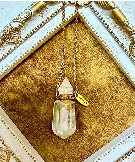 Aura Quartz Crystal Bottle Pendant Necklace