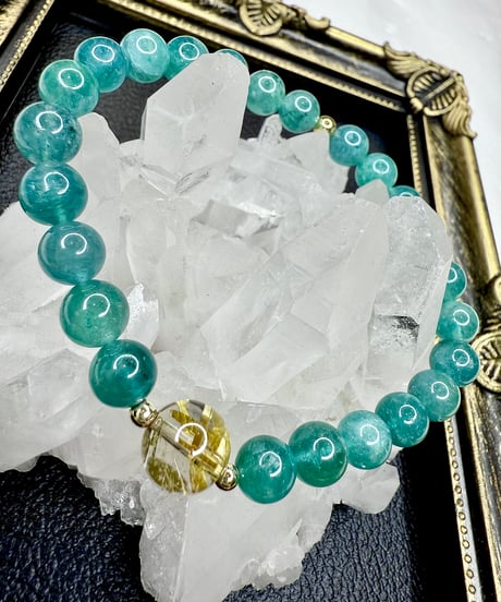 High Quality Emerald × High Quality Golden Rutile Quartz （限定１本）