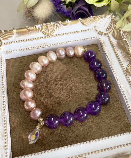 amethyst　×   Freshwater pearl