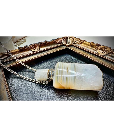 Healing White Agate Bottle Pendant Necklace