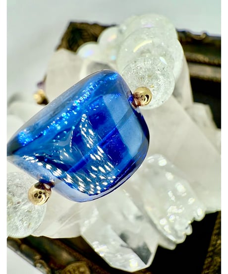 High Quality Blue Sapphire × Rainbow Crackle Quartz × Matte Crystal (限定1本）