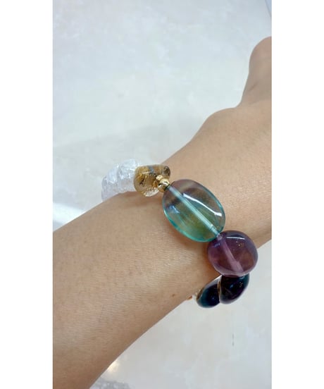 Fluorite ×  Amber × Crack Quartz × Golden Rutile Quartz（数本限定）