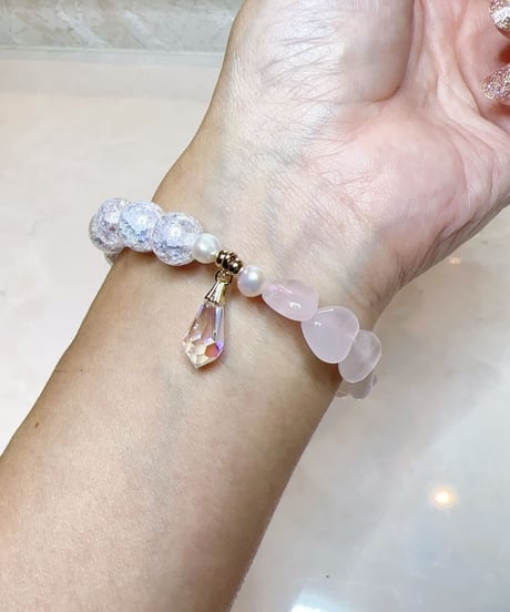 Rose Quartz × Rainbow Crackle Quartz