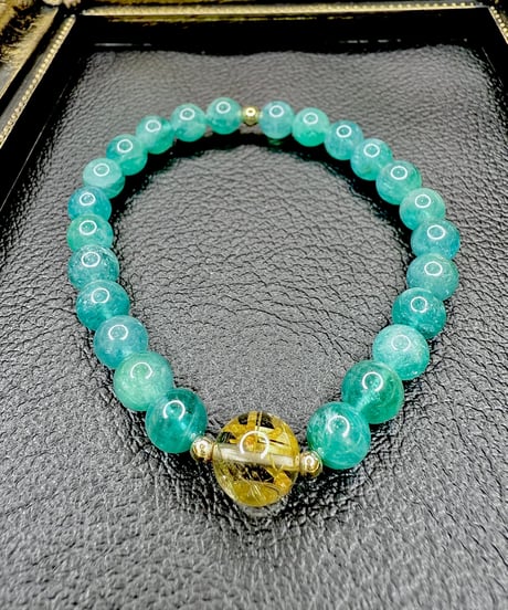 High Quality Emerald × High Quality Golden Rutile Quartz （限定１本）