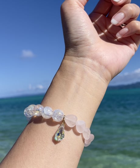 Rose quartz × crystal Ⅱ （スワロフスキーチャー付）