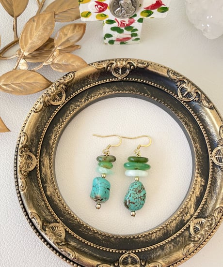 Chrysoprase×turquoise ピアス