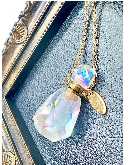 Aura Quartz Crystal Bottle Pendant Necklace