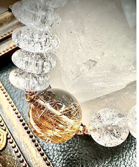 High Quality Golden Rutile Quartz × Crackle Quartz