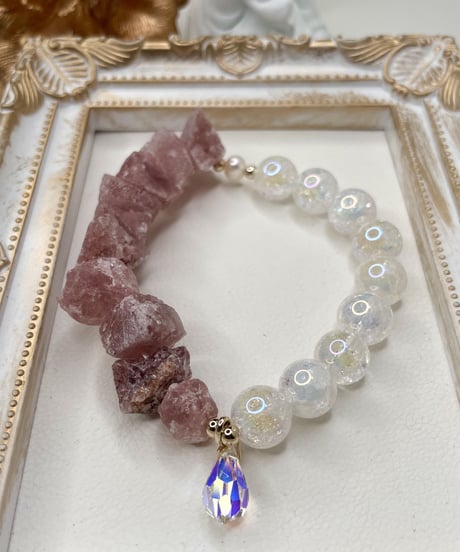 Raw Strawberry Quartz × Rainbow Crackle Quartz